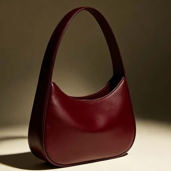 Rich Burgundy Leather Hobo Bag
